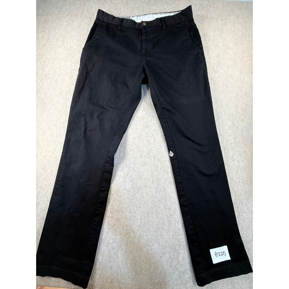 Volcom Frickin Modern Fit Chino Pants Mens 33 Black Skate Casual Twill Trousers